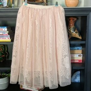 Down East blush lace and tulle skirt